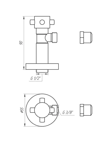 Приборный кран полуоборотный угловой Solomon Retro 7077 1/2 х 3/8 дюйма, с цангой - 5