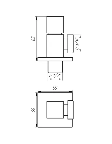 Кран приладовий Solomon Sguare 7078 1/2х3/4, кутовий, напівоборотний - 6