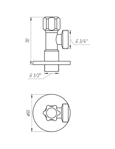Приборный кран вентильный угловой Solomon 160403 1/2 х 3/4 дюйма - 6