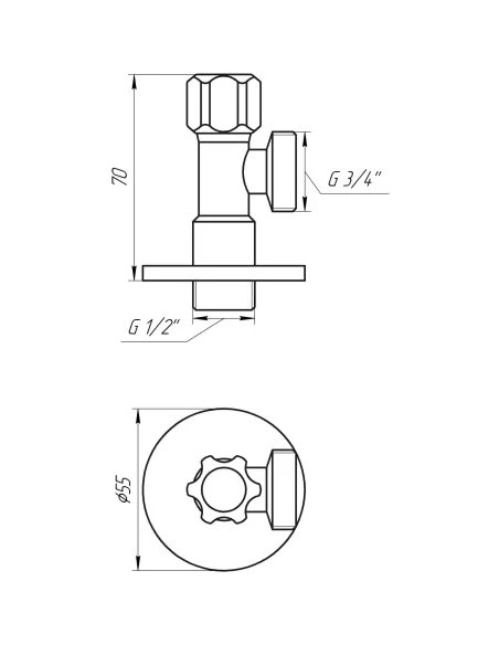 Приборный кран вентильный угловой Solomon 160403 1/2 х 3/4 дюйма - 6