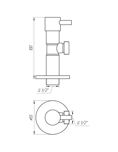 Приборный кран полуоборотный угловой Solomon Lazer 7076 1/2 х 1/2 дюйма - 5