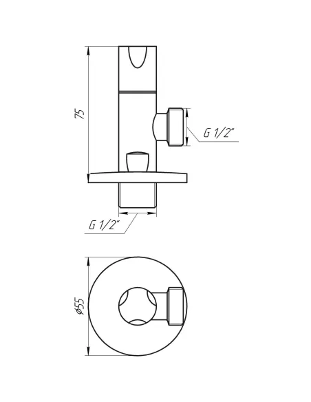 Кран приладовий Solomon 9081 1/2 x 1/2, кутовий, кульовий, напівзворотний - 5