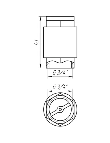 Клапан обратного хода воды Selba SL 1541 3/4, с латунным штоком - 5