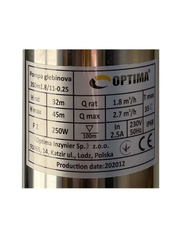 Центробежный глубинный насос Optima 3SDm 1,8/11 0.25 кВт, пульт, кабель 1.5 метра - 4
