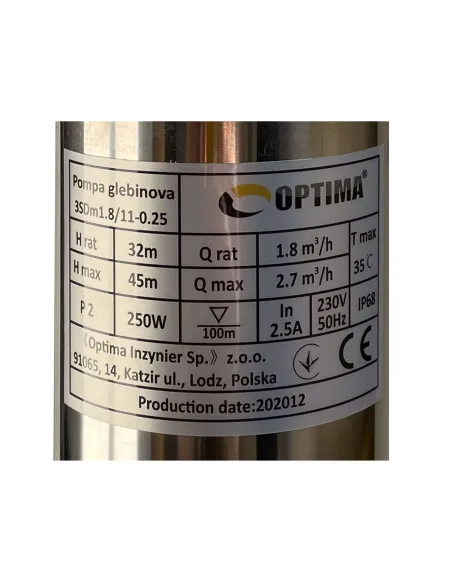 Центробежный глубинный насос Optima 3SDm 1,8/11 0.25 кВт, пульт, кабель 1.5 метра - 4