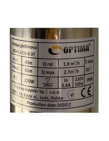 Центробежный глубинный насос Optima 3SDm 1,8/15 0.37 кВт, пульт, кабель 1.5 метра - 2