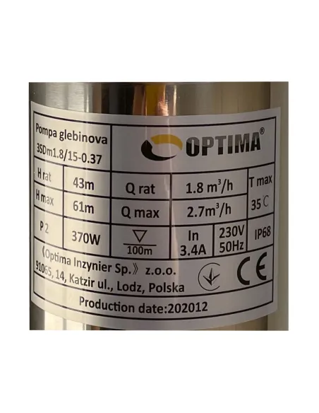 Відцентровий глибинний насос Optima 3SDm 1,8/15 0.37 кВт, пульт, кабель 1.5 метра - 2