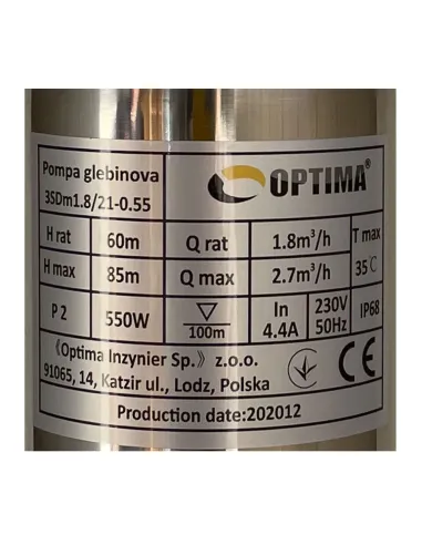Центробежный глубинный насос Optima 3SDm 1,8/21 0.55 кВт, пульт, кабель 45 метров - 2
