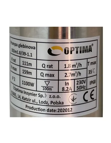 Відцентровий глибинний насос Optima 3SDm 1,8/39 1.1 кВт, пульт, кабель 1.5 метра - 2