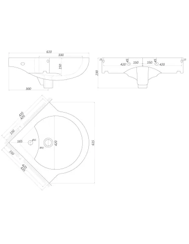 Раковина для ванной керамическая Днепрокерамика 60 угловая - 4
