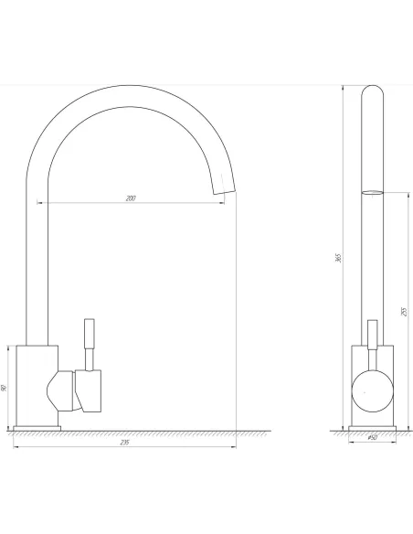 Смеситель для кухни MixMIRA MS1-203S, нержавеющая сталь - 5
