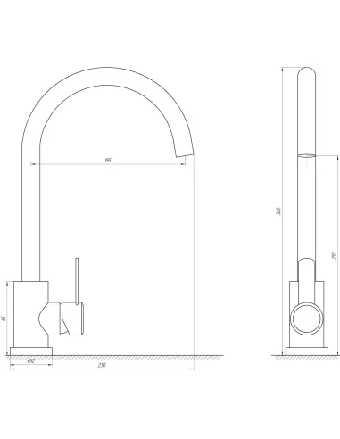 Змішувач для кухні MixMIRA MS2-203S, нержавіюча сталь. - 5