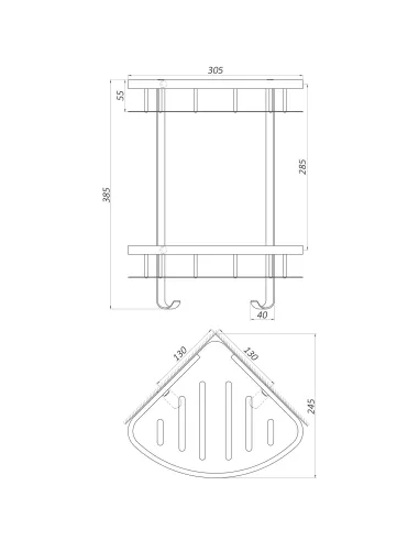 Полка для ванной Globus Lux BS8422 двойная, угловая - 4