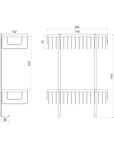 Полиця для ванної Globus Lux SQ9488, подвійна, прямокутна - 5