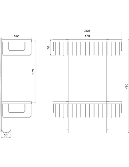 Полиця для ванної Globus Lux SQ9488, подвійна, прямокутна - 5