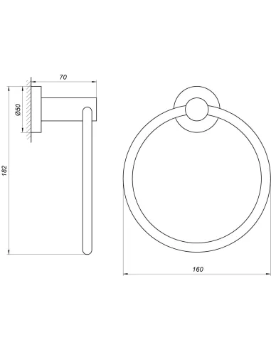 Тримач полотенець Globus Lux BS8407, кільце, нержавіюча сталь - 4