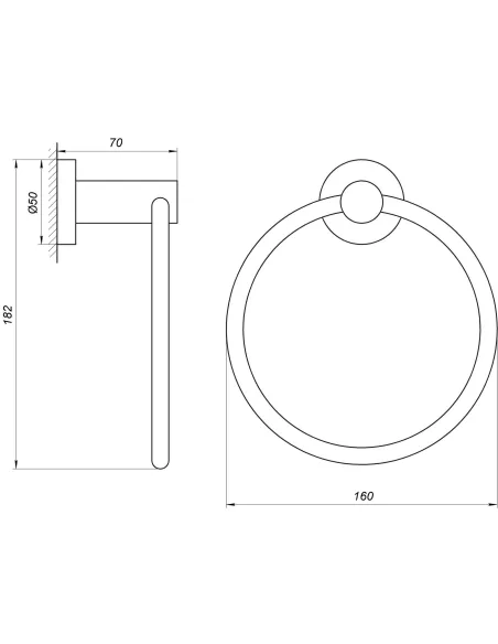 Тримач полотенець Globus Lux BS8407, кільце, нержавіюча сталь - 4