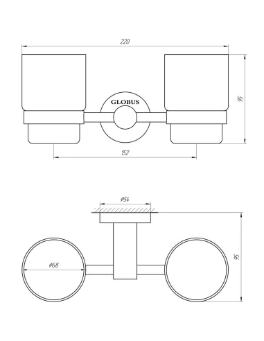 Стакан для ванной комнаты двойной Globus Lux BS8428 нержавеющая сталь - 5