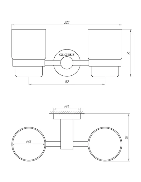 Стакан для ванной комнаты двойной Globus Lux BS8428 нержавеющая сталь - 5