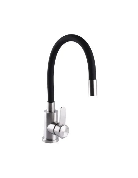 Смеситель для кухни из нержавеющей стали Globus Lux Wien SUS2-203SB черный гофрированный излив - 1
