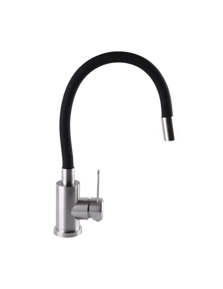 Смеситель для кухни из нержавеющей стали Globus Lux Wien SUS2-203SB черный гофрированный излив - 2