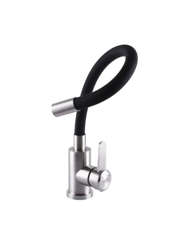 Смеситель для кухни из нержавеющей стали Globus Lux Wien SUS2-203SB черный гофрированный излив - 3