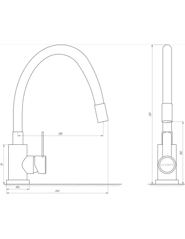 Смеситель для кухни из нержавеющей стали Globus Lux Wien SUS2-203SB черный гофрированный излив - 4