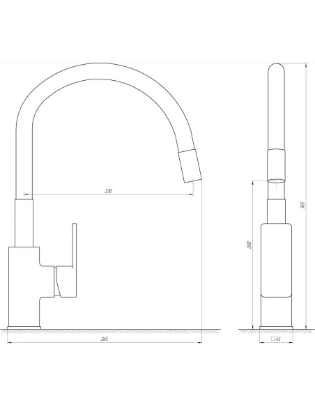 Смеситель для кухни с гибким изливом Globus Lux Milano GLM-203LR-1-Onix черный - 4 Смеситель для кухни с гибким изливом Globus Lux Milano GLM-203LR-1-Onix черный - 4