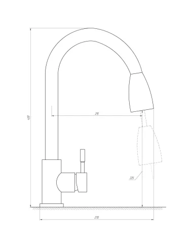 Смесители для кухни с выдвижным изливом Globus Lux Alpen SBT1-2031 нержавеющая сталь - 5