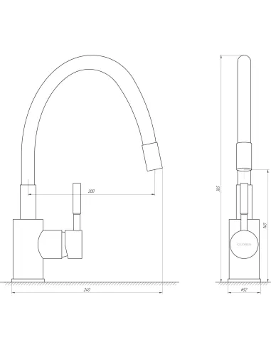 Смеситель для кухни с гибким изливом Globus Lux Lazer GLLR-0203SB-10-BB, черный - 4