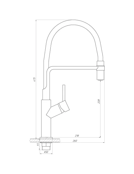 Смеситель для кухни Globus Lux Denver Flex GDF-32-11-01, латунь, гибкий излив - 6