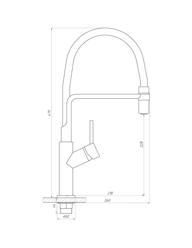 Смеситель для кухни Globus Lux Denver Flex GDF-32-08-02, латунь, гибкий излив - 9