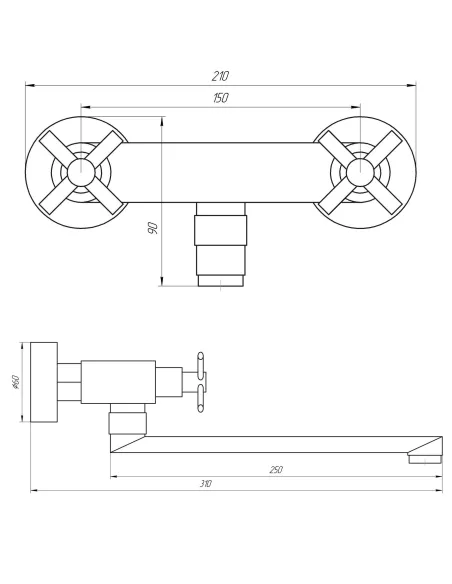 Змішувач для кухні Globus Lux Dukat SD4-104, вентильний, нержавіюча сталь - 6