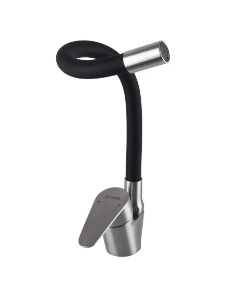 Смеситель для кухни из нержавеющей стали Globus Lux Main SM-203SB гофрированный излив - 5