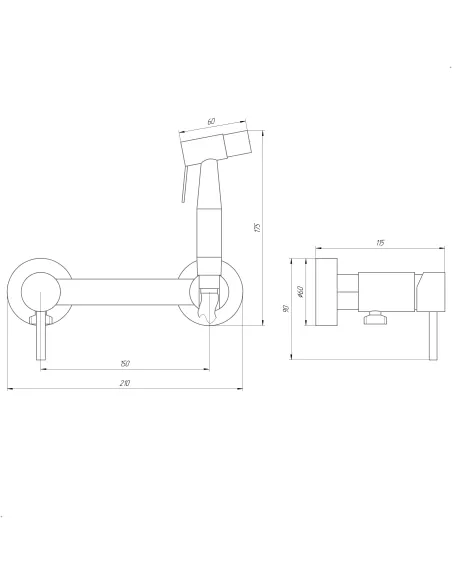 Змішувач для біде Globus Lux SBT-6BB-106MIX, нержавіюча сталь, чорний - 6