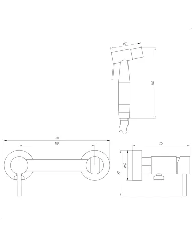 Змішувач для біде Globus Lux SBT-6SS-106MIX, нержавіюча сталь - 6
