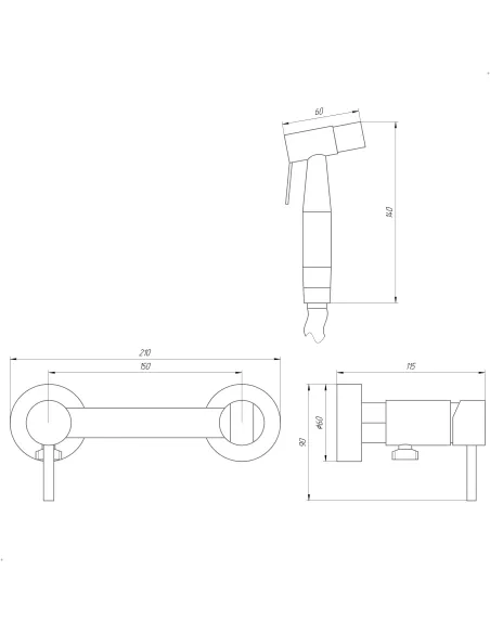 Змішувач для біде Globus Lux SBT-6SS-106MIX, нержавіюча сталь - 6