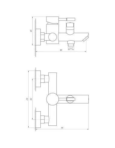Змішувач для ванни Globus Lux Alpen SBT1-102NE, нержавіюча сталь - 6