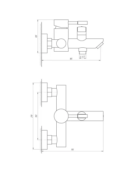 Змішувач для ванни Globus Lux Alpen SBT1-102NE, нержавіюча сталь - 6