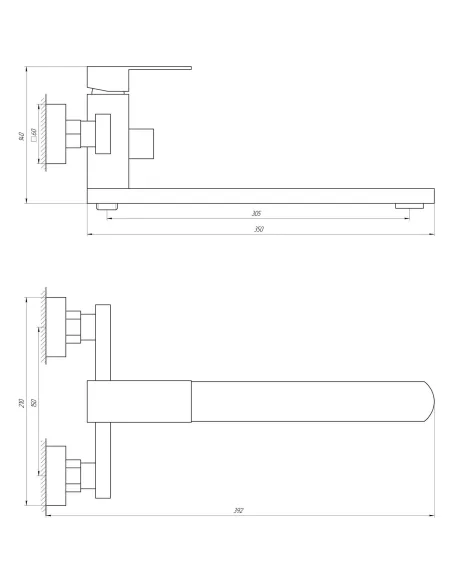 Смеситель для ванны с душем Globus Lux Sicilia SBQ-208-BB, нержавеющая сталь, черный - 6