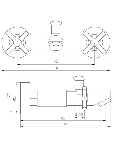 Смеситель для ванны Globus Lux Dukat SD4-102 двухвентильный, душевой набор - 6