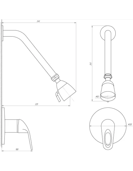 Змішувач для душу Globus Lux Sena GLS-105S, латунь, хром - 5