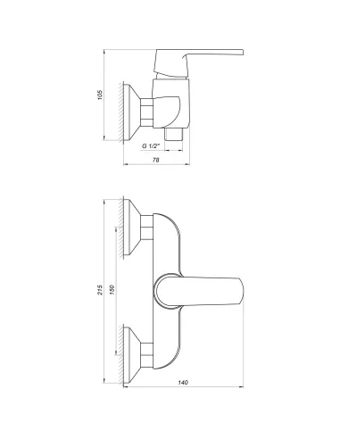 Смеситель для душа наружного монтажа Globus Lux Laguna GLA-0105-10-BB черный с душевым набором - 7