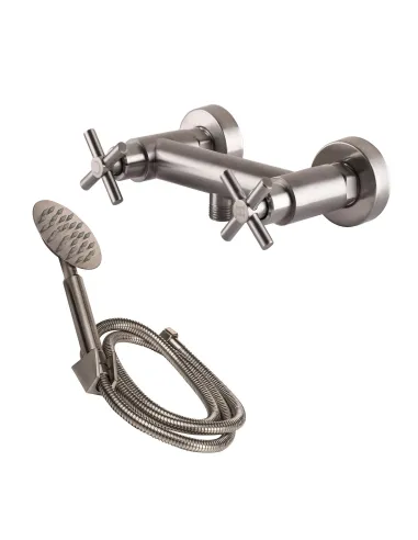 Двухвентильный смеситель для душа из нержавеющей стали Globus Lux Dukat SD4-105 с душевым набором - 6
