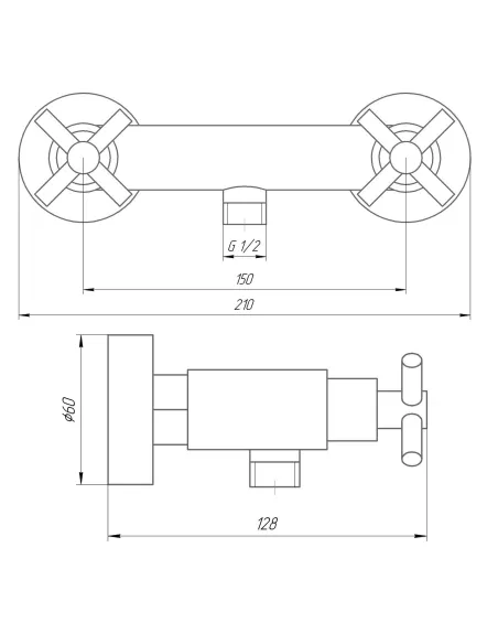 Двухвентильный смеситель для душа из нержавеющей стали Globus Lux Dukat SD4-105 с душевым набором - 7