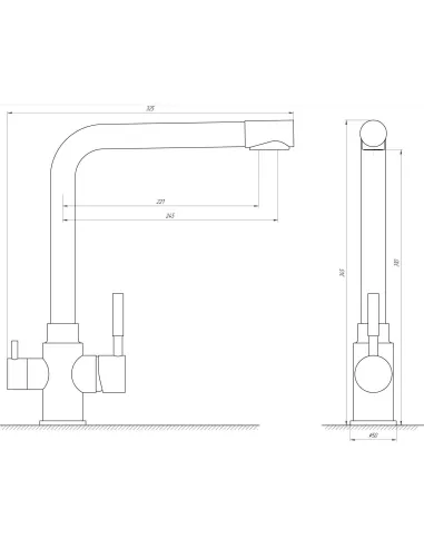 Смесители для кухни с подключением к фильтру Globus Lux Alpen SUS-0888-1 нержавеющая сталь - 4