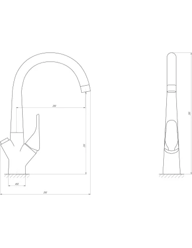 Смеситель для кухни с подключением к фильтру Globus Lux Lazer GLLR-0222-8-STSTEEL - 5