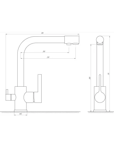 Смеситель для кухни с подключением к фильтру Globus Lux Lazer GLLR-0444-11-Graphite - 6