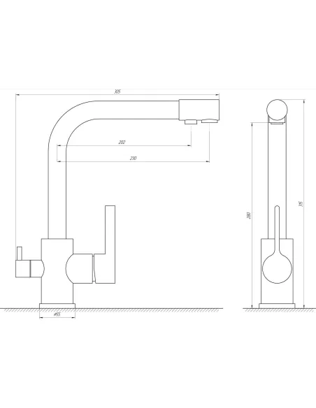 Смеситель для кухни с подключением к фильтру Globus Lux Lazer GLLR-0444-11-Graphite - 6 Смеситель для кухни с подключением к фильтру Globus Lux Lazer GLLR-0444-11-Graphite - 6