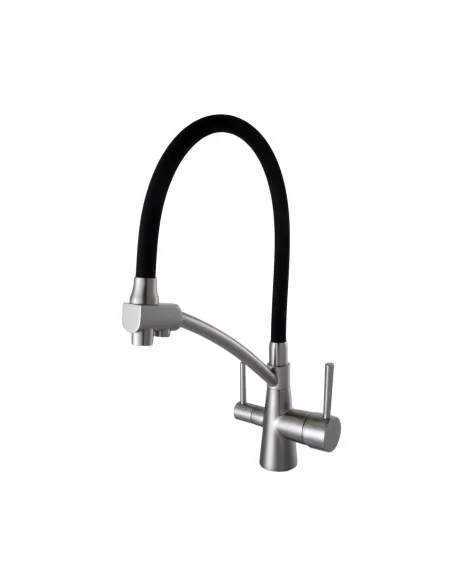 Смесители для кухни с подключением к фильтру Globus Lux Lazer GLLR-0700-8-STSTEEL гофрированный излив - 1